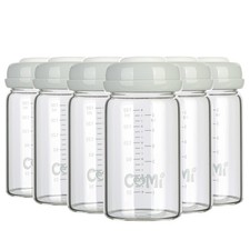 Wide Neck Glass Breastmilk Collection n Storage Bottle, 6oz with Screw Ring S...
