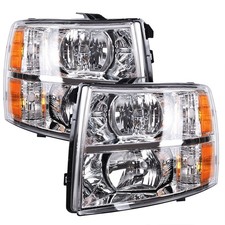 Labwork Pair Headlight Forchevy Silverado1500 2500hd 3500hd 2007-2014 Chrome
