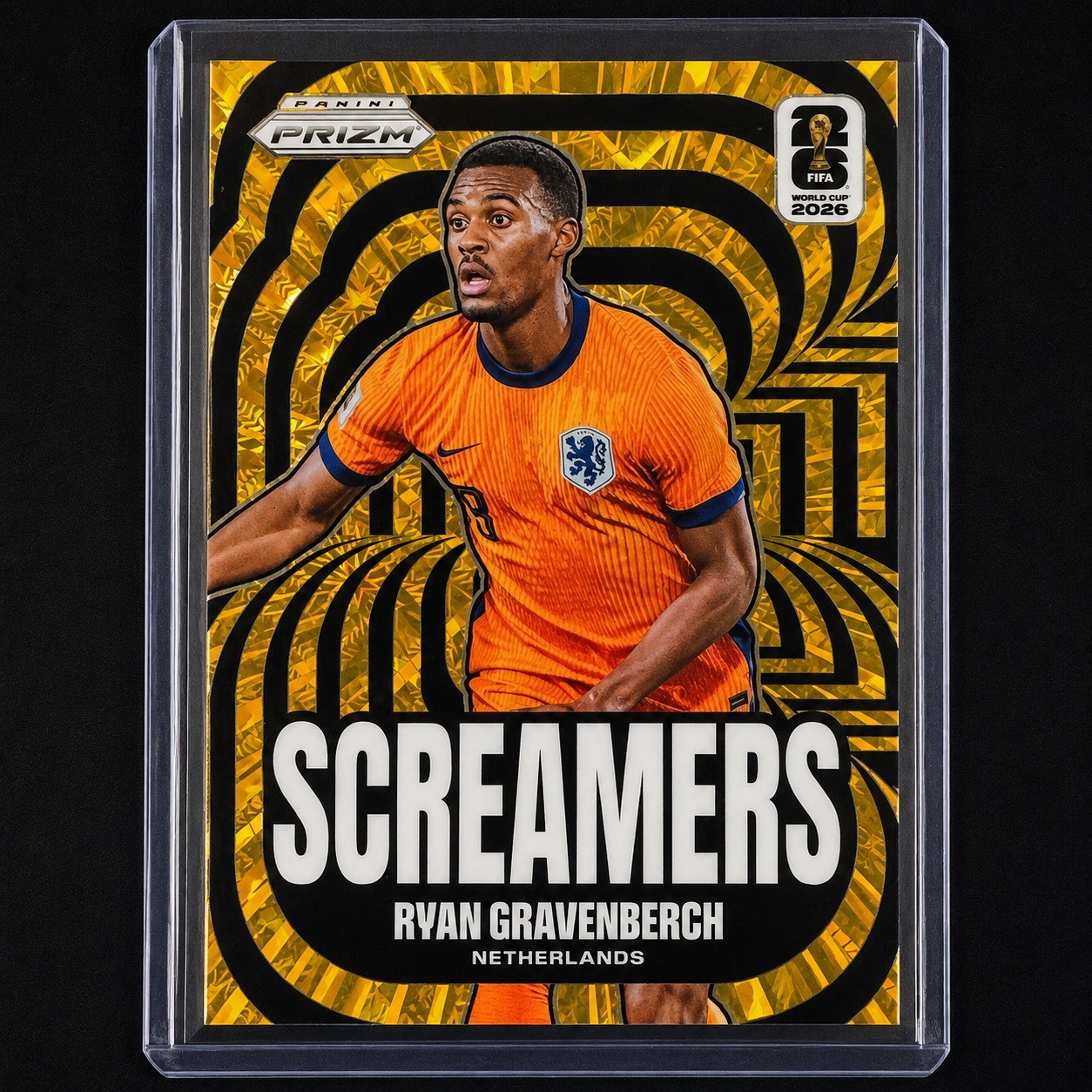 Ryan Gravenberch 2026 Prizm World Cup Screamers Gold /10 Liverpool Netherlands view 1