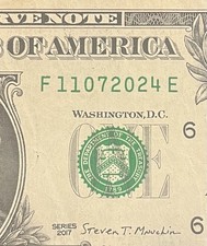 November 7, 2024 / July 11, 2024 (F 11072024 E) Birthday Note $1 One Dollar Bill