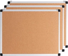 Cork Board, Bulletin Board, 18×24 3 Pack Aluminum Framed Cork Notice Pin Board..