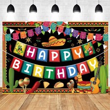 Mexican Happy Birthday Backdrop 5.9x3.6Ft Fiesta Theme Mexico Cinco De Mayo