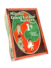 RARE 1910s Hardies Pittsburgh Candy Box Good Lickin Suckers Hardie's PA Lollipop
