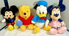 Vintage Mickey Minnie Mouse Winnie The Pooh Donald Duck Stuffed Plush Lot Of 4