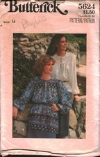 5624 Vintage Butterick SEWING Pattern Misses 1970s Semi Fitted Blouse Round Neck