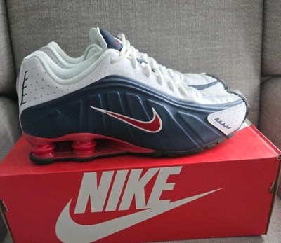Nike Shox R4 Shoes Midnight Navy Gym Red White USA HQ1988-400 Men's Size 11.5