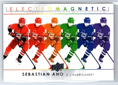 2021-22 Upper Deck Series 1 #EM-7 Sebastian Aho Electromagnetic