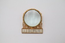 Vintage Tabletop Magnifying Glass Gold Tone Ornate Mother of Pearl Base Vanity