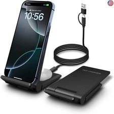 PDKUAI 2 in 1 Wireless Charger,[New Update] 25W Foldable Wireless Charging