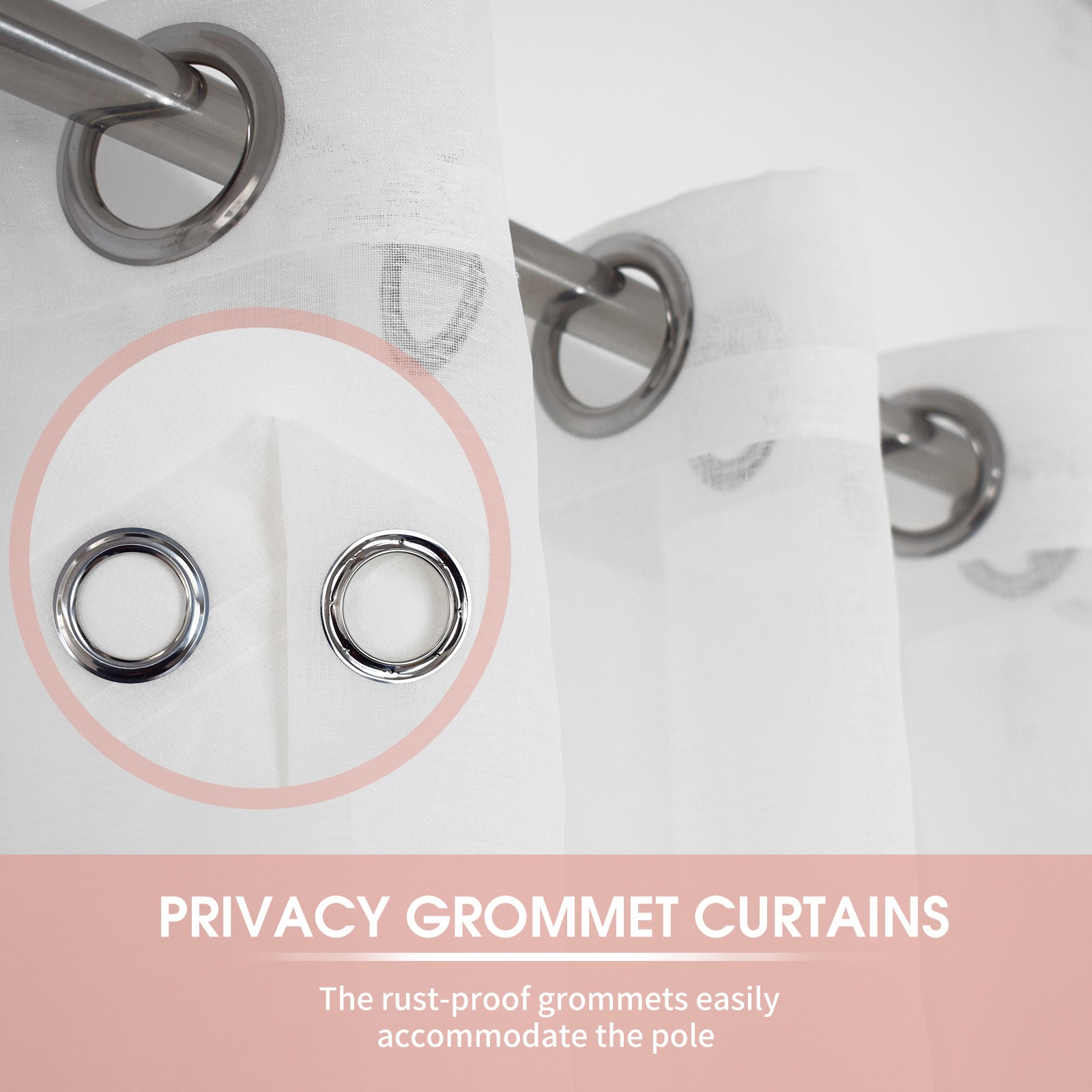1 Panel Outdoor Semi Sheer Curtain Waterproof Curtain Privacy Grommet Curtains