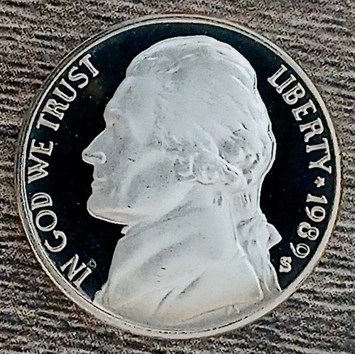 1989-S Jefferson Nickel Proof — photo from the most recent tracked eBay sale