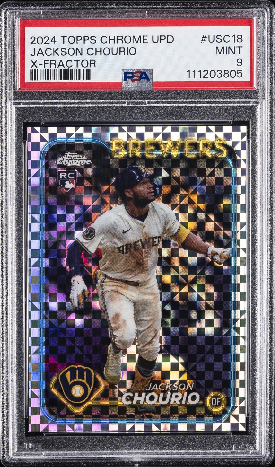 2024 TOPPS CHROME UPDATE X-FRACTOR #USC18 JACKSON CHOURIO PSA 9