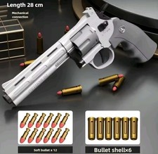 Soft Bullet Toy Revolver with 12 Bullets, 6 Shells, 28 cm Mechanical Connection