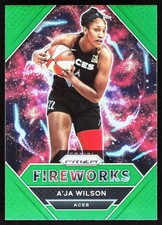 2021 Panini Prizm WNBA #9 A'ja Wilson Fireworks Prizms Green
