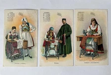 RARE set 1903 Calendar Cards Victorian Singer Sewing Machine - Aus, Germ, Rus