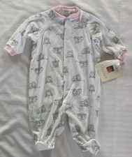 Vintage Carter's Classics Size M 3-6 MO White Bunny Baby Sleeper Footed Pajamas