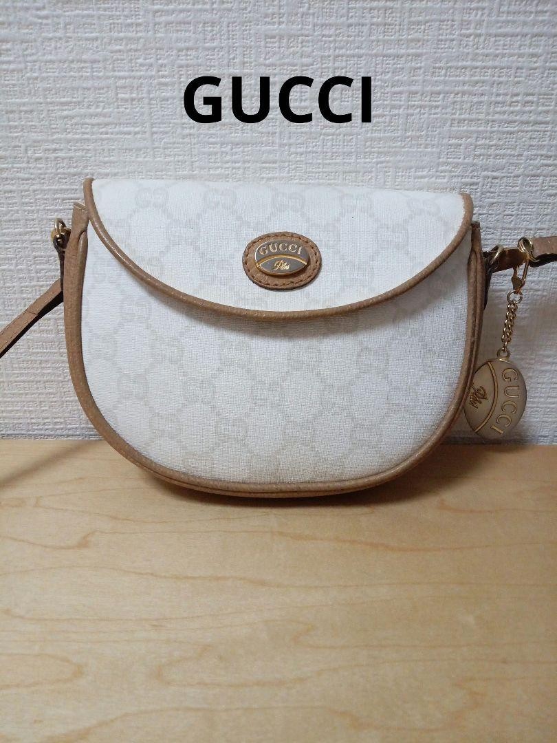 GUCCI White Canvas Shoulder Bag with GG Logo