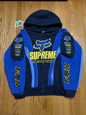 Size Large - Supreme x Fox Racing Zip Hooded Sweatshirt Blue
