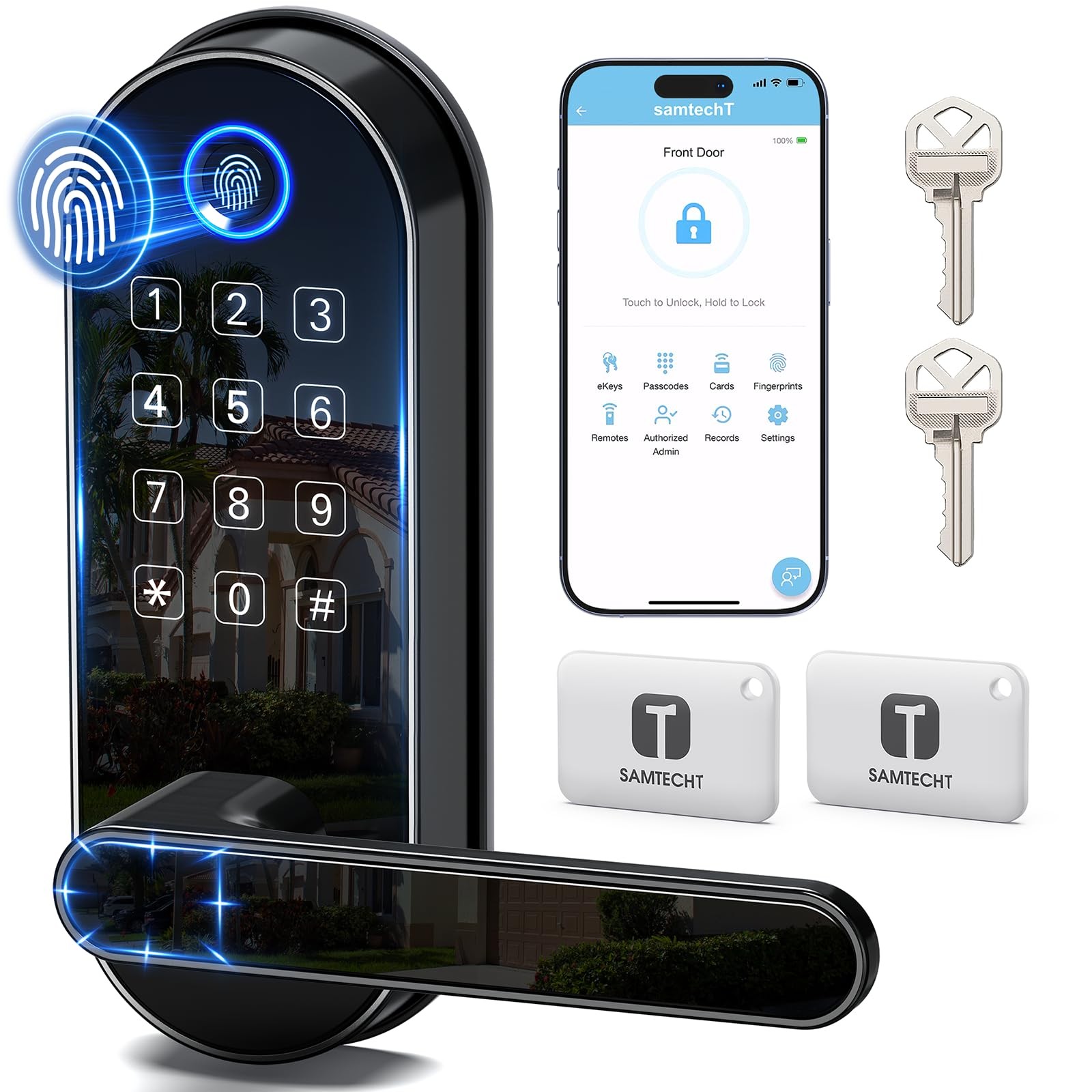 Fingerprint Smart Lock with Keyless-Entry Keypad and Code Access