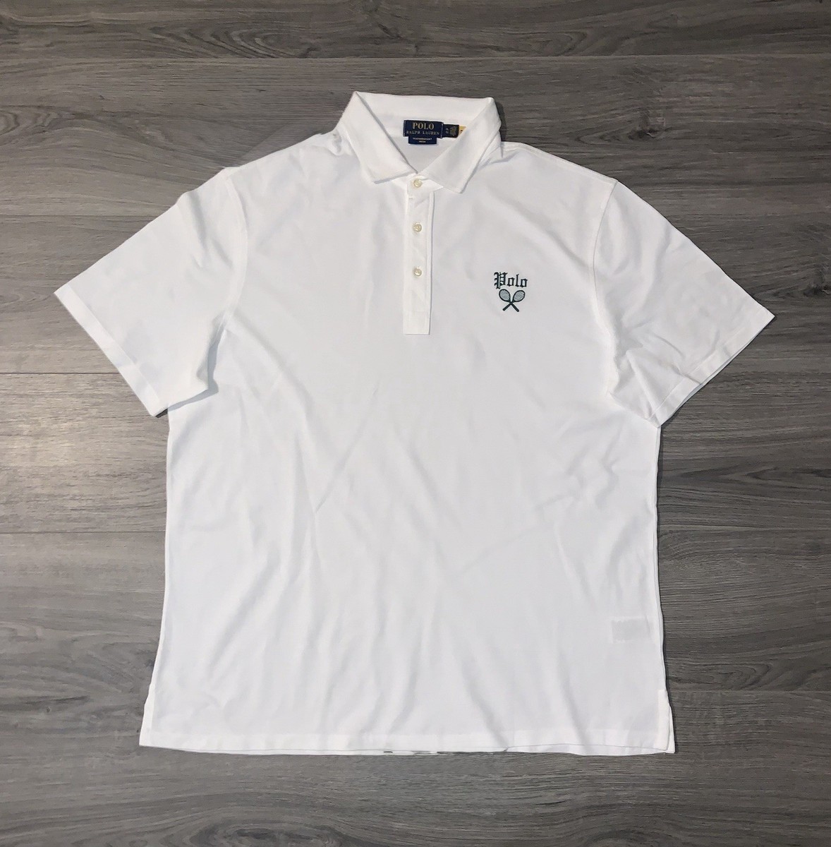 Polo Ralph Lauren Classic Fit Tennis Crest Mesh Polo Shirt White