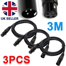 3 x 3M DMX Leads 3-Pin XLR Male to Female High Quality DJ Stage Lighting Cable W