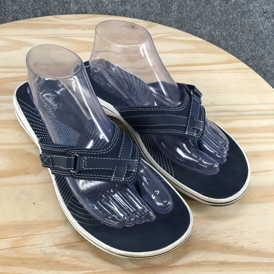 Sandalias Clarks para mujer 10 M Breeze Sea Chanclas Azul Puntera-Poste Comodidad 26125506 Foto 3 de 4