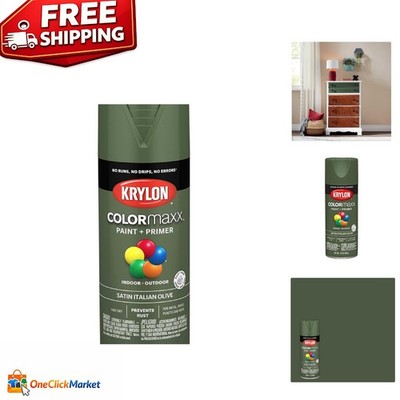 Rust-Resistant Satin Spray Paint 12 oz - Italian Olive Green by Krylon