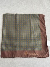 Brooks Brothers Green Check Silk Pocket Square NWT