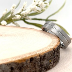Grooved Brushed Design Band for Christmas Gift 6mm Silver Tungsten Proposal Ring