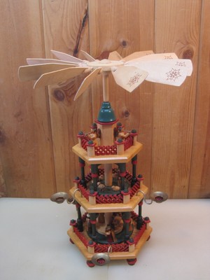 Vintage Germany Erzgebirge Christmas Candle Pyramid Nativity B8325