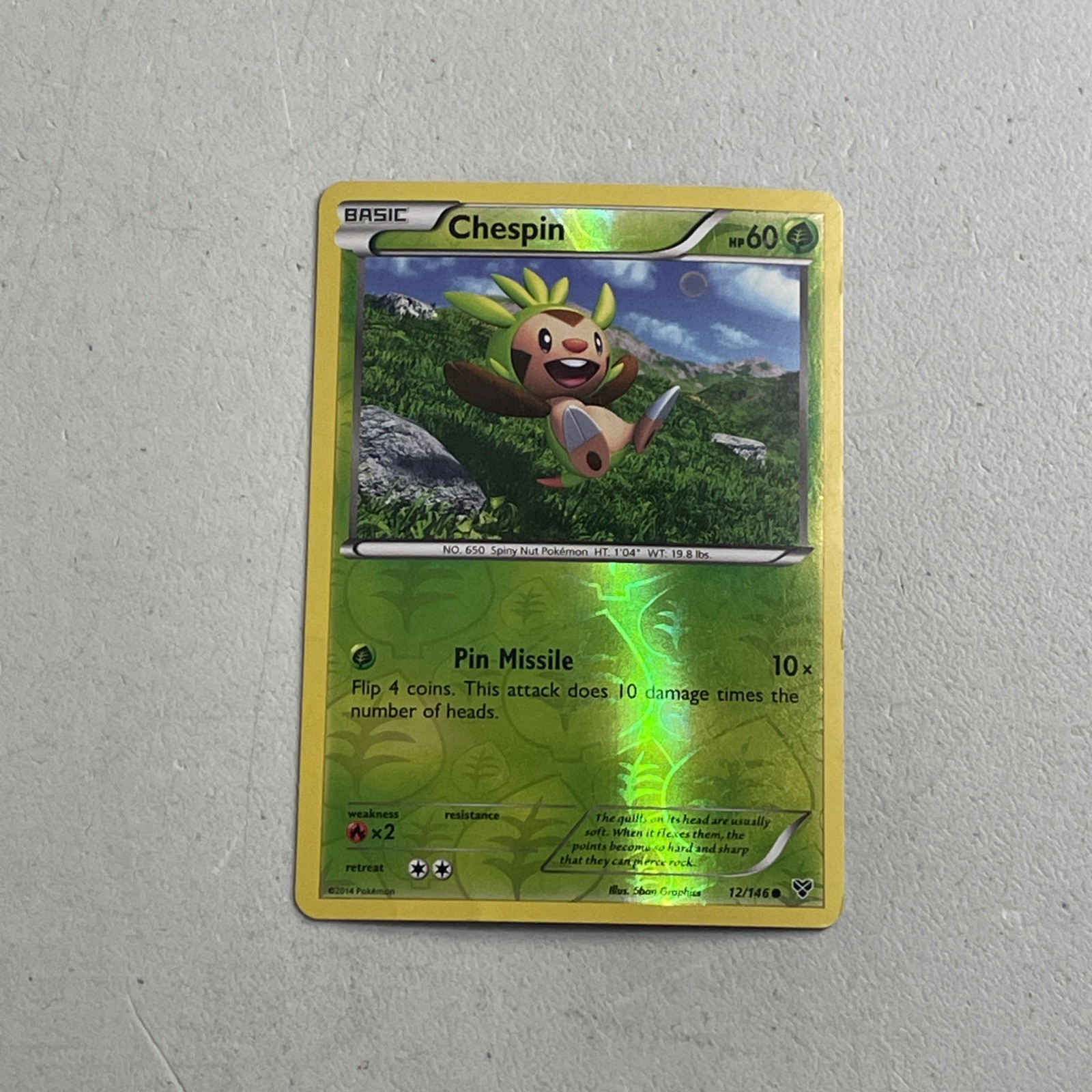 Pokemon TCG 2014 XY Base Set Card -- Chespin 12/146 Reverse Holo
