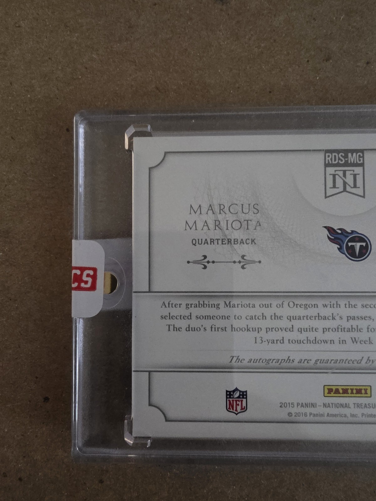 2015 National Treasures Marcus Mariota Green-Beckham Rookie Green Dual Auto 3/5 view 5