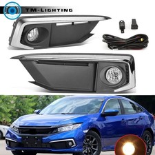 For 2019-2020 Honda Civic Sedan Front Fog Lights Lamps Assy Wchrome Cover Bezel