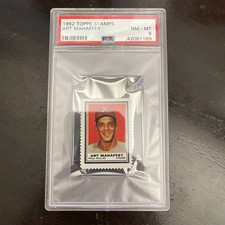 1962 Topps Stamps Art Mahaffey Philadelphia Phillies Baseball PSA 8