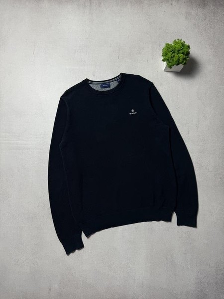 Men Gant Sweater Navy Cotton M #7XKI