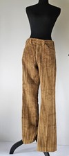Vtg 60s 70s h.i.s Wide Wale Corduroy Bell Bottom Kick Flares Brown Hippy Disco