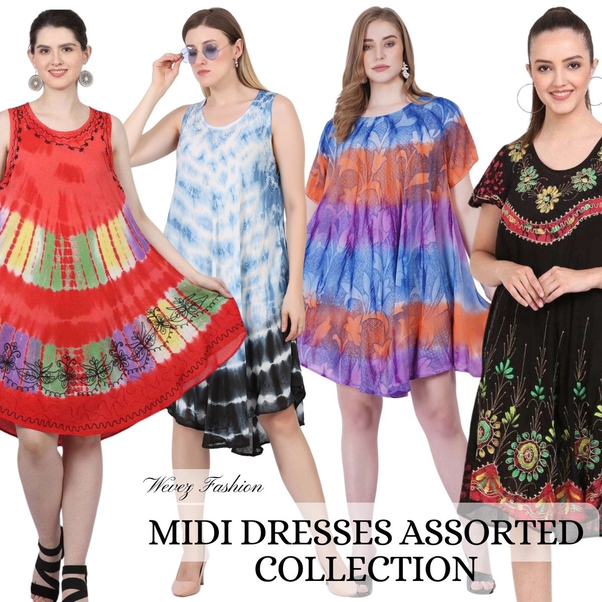 wholesale ladies dresses Women's trendy clothing - Lot of 10 Mix colour & Designs Midi bts