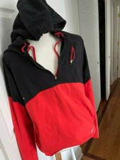 RARE Vtg Nike Hoodie pullover Sweatshirt Tag Late 90s 2000s RED AND BLACK MED