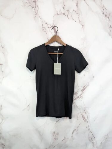 Everlane T Shirt Womens Small Black V Neck Short Sleeve The Organic Cotton Tee