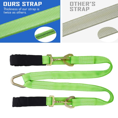 V-Bridle Recovery Strap 2"x4' w/Snap Hooks w/ Cordura Sleeve & Axle Straps Tow - Picture 15 of 15