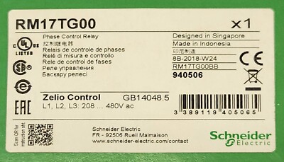 SCHNEIDER ELECTRIC RM17TG00 Phase Control Relay Zelio Contact GB14048.5 480 VAC