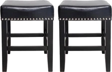 Christopher Knight Home Laramie Bonded Leather Backless Counterstools, 2-Pcs Set