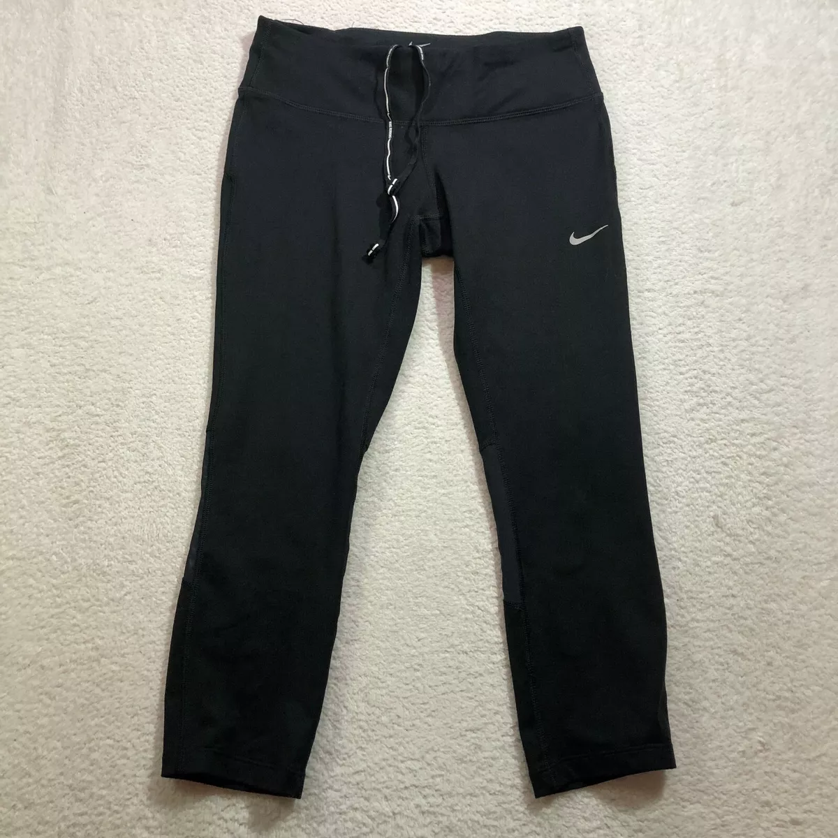 Nike Womens Dri FIT Epic Running Training Capris Black Small