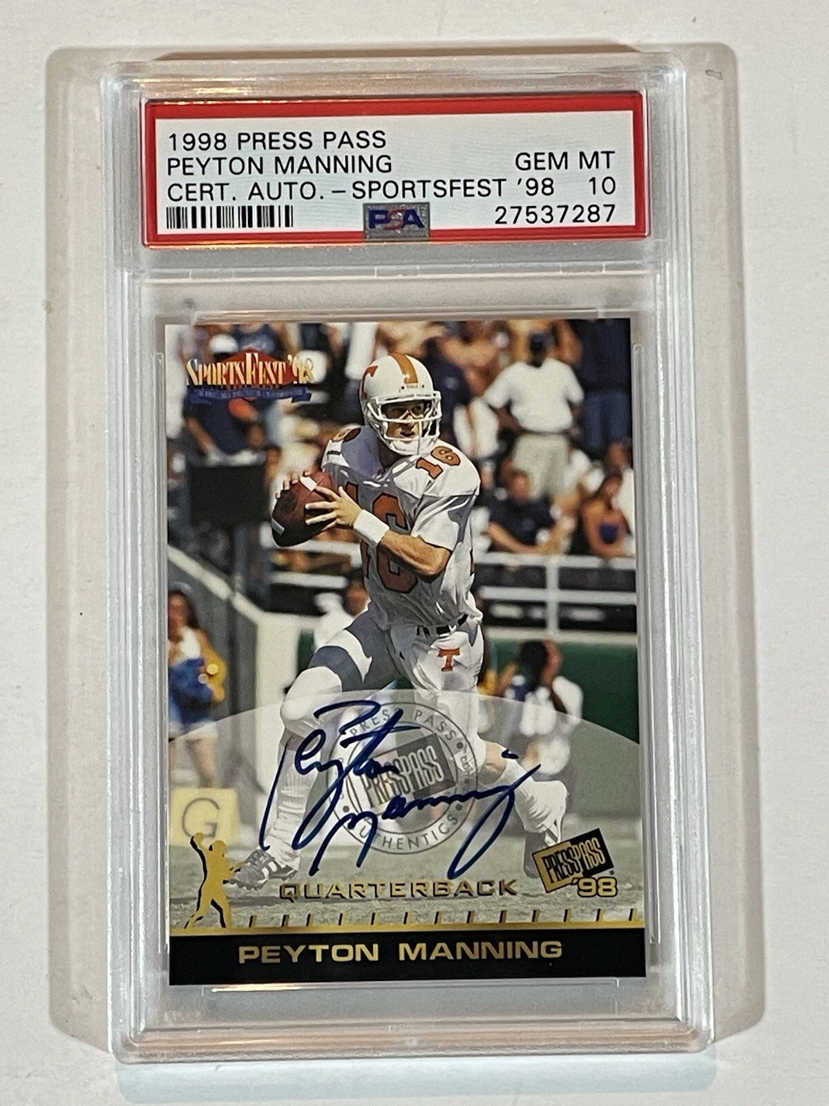 Peyton Manning Press Pass Certified Autograph # Sportsfest 98