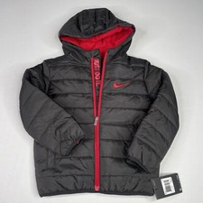 Nike Youth Boys Size 5 Full Zip Jacket Coat Black/Red