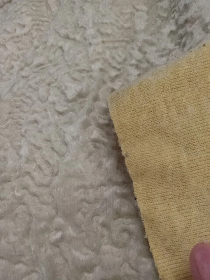 Faux White Sheep Fur Fabric Curly Short Pile 29" L x 58" Wide - Image 2 of 3