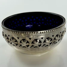 Celtic Quality Plate Vintage Silver With Consult Blue Bowl Made In England