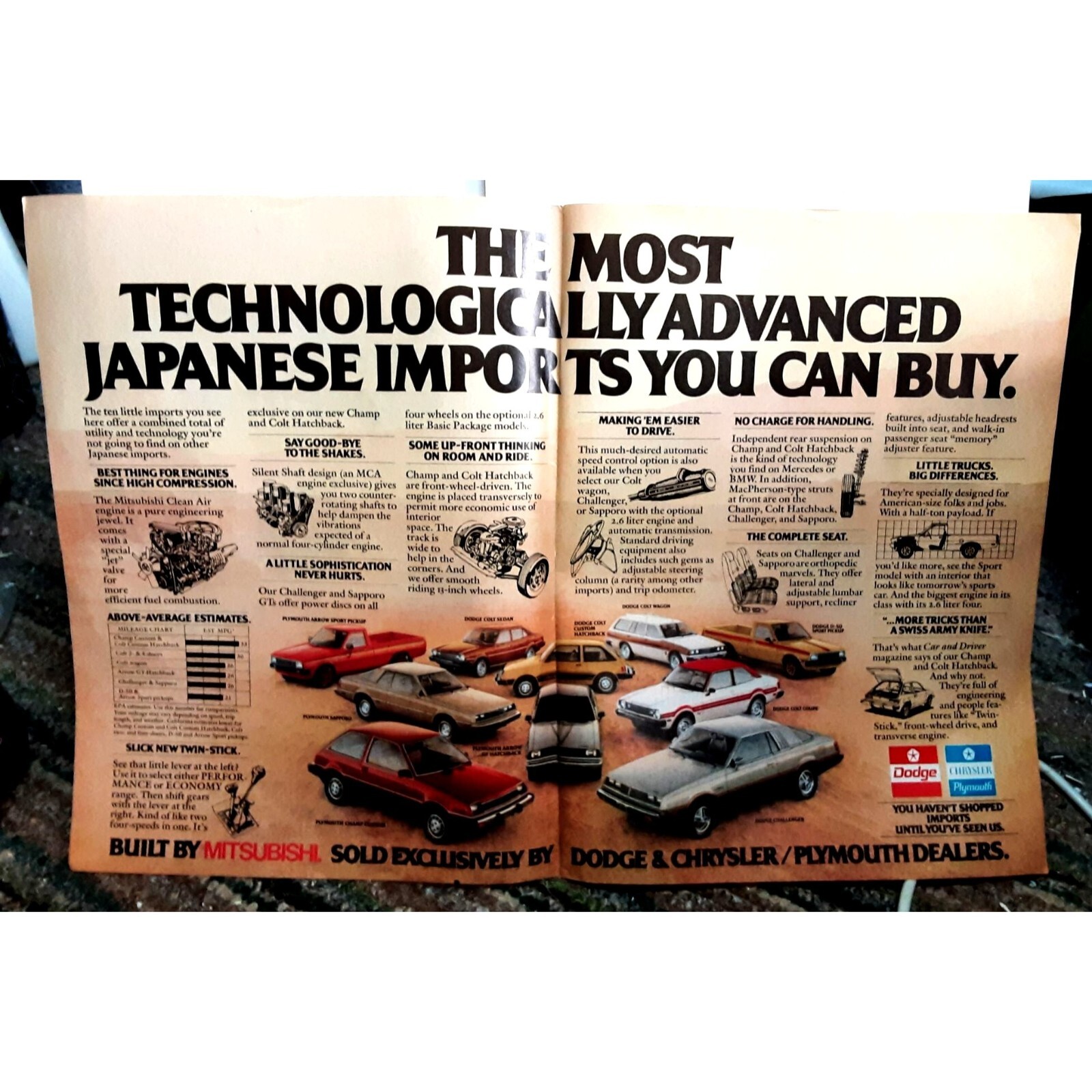 1979 Dodge Chrysler Japanese Import Cars various 2 Page Vintage Print Ad Origina