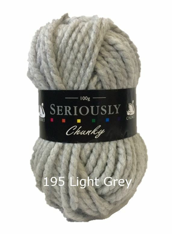 Cygnet Seriously Chunky 195 Light Grey 100g Wool Yarn