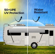 SunWave RV Awning Replacement Fabric 14' (Actual Width 13'2") Grey Fade (open)